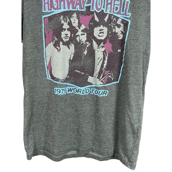 AC/DC Highway to Hell 1979 World Tour T-Shirt Lucky Brand Medium Gray Vintage - Picture 3 of 7